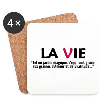 LIFE. Positive Message - of Love - Gratitude - Coasters (set of 4) - white - Front