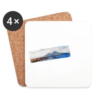 Naples, Vésuve et Castel dell'Ovo - Dessous de verre (lot de 4) - blanc - Devant