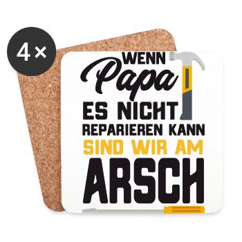 Geburtstag Handwerker Geschenk Vater reparieren - Untersetzer (4er-Set) - Weiß - Vorne
