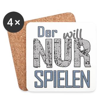 Der will nur spielen | Yolo-Artwork - Untersetzer (4er-Set) - Weiß - Vorne