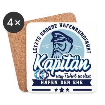 Junggesellenabschied Team Kapitän - Untersetzer (4er-Set) - Weiß - Vorne