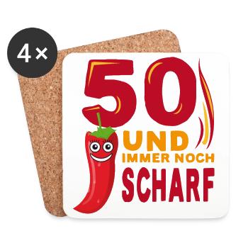 50. Geburtstag fünfzig und immer noch scharf heiss - Untersetzer (4er-Set) - Weiß - Vorne