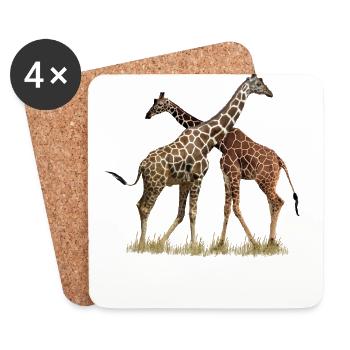 Netzgiraffen - Girafffe - Kenia / Afrika - Untersetzer (4er-Set) - Weiß - Vorne