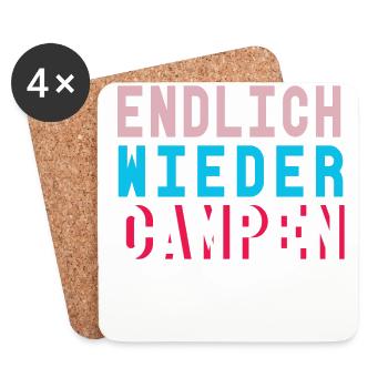 Endlich wieder CAMPEN Camping shirt - Untersetzer (4er-Set) - Weiß - Vorne
