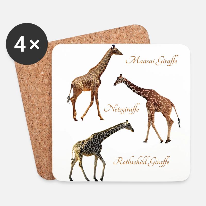 3 Giraffen - Arten / Kenia / Afrika / Wildtiere - Untersetzer (4er-Set) - Weiß