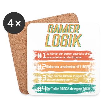Gamer Logik PS 5 Computer PC Controller Zocker - Untersetzer (4er-Set) - Weiß - Vorne