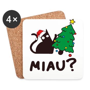 Crazy cat attacks the Christmas tree. - Coasters (set of 4) - white - Front