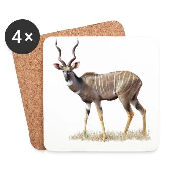 Kudu - African Antelope - Kenya / Africa - Coasters (set of 4) - white - Front