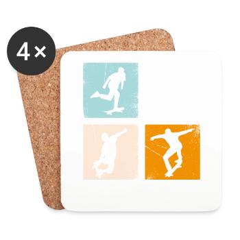 Cadeau Vintage Retro Skater - Dessous de verre (lot de 4) - blanc - Devant
