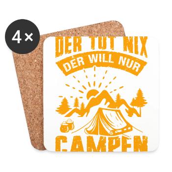 Der Tut Nix Der Will Nur Campen Natur Camping - Untersetzer (4er-Set) - Weiß - Vorne