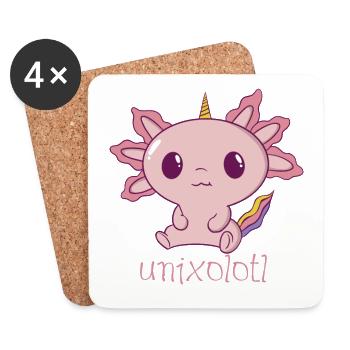 unixolotl - Uniforme - l’axolotl unique - Dessous de verre (lot de 4) - blanc - Devant