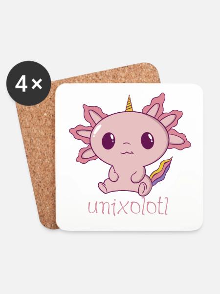 unixolotl - Uniform - das einzigartige Axolotl - Untersetzer (4er-Set) - Weiß