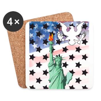 USA, Freiheitsstatue - Untersetzer (4er-Set) - Weiß - Vorne