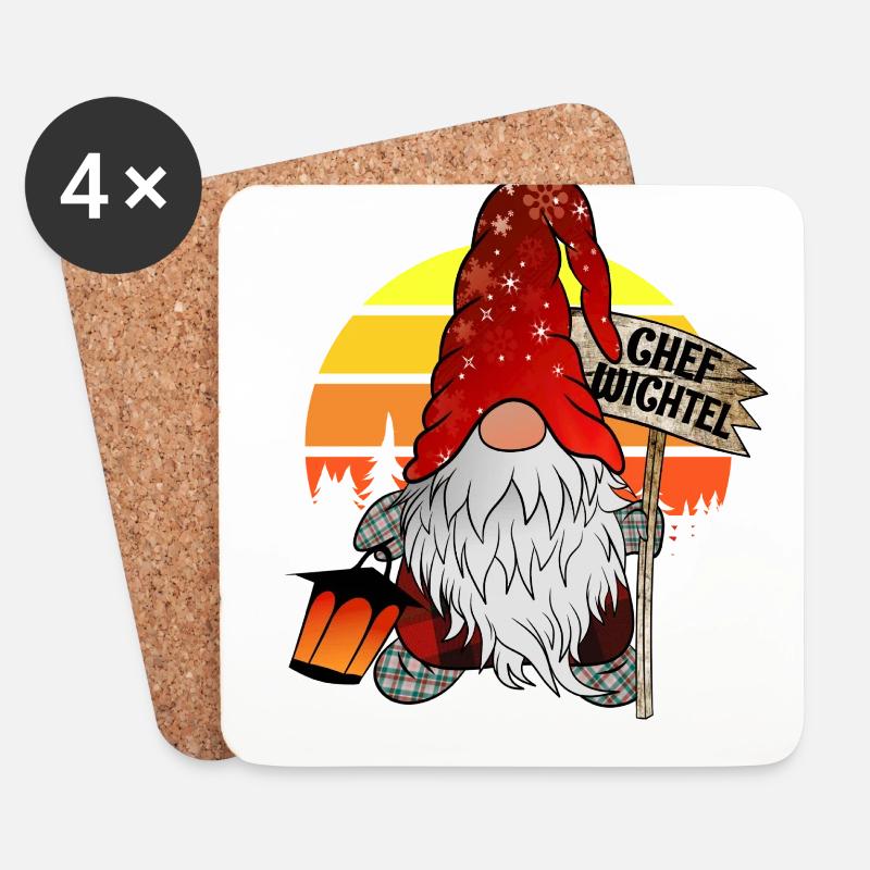 Chef Wichtel Weihnachts Gnom - Untersetzer (4er-Set) - Weiß