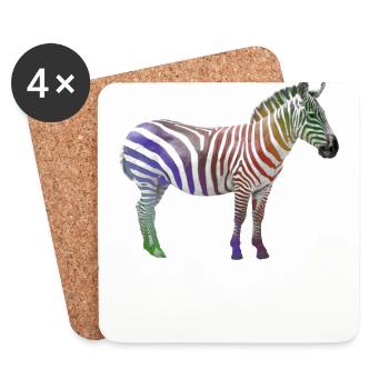 Arc-en-ciel zébré - Faune zébrée en Afrique - Dessous de verre (lot de 4) - blanc - Devant