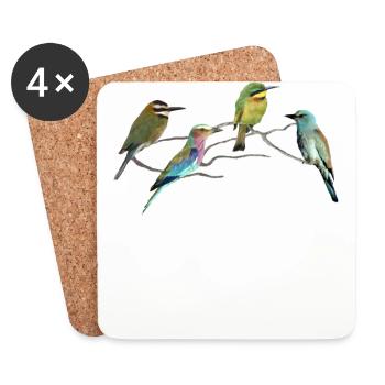 Bee-eaters - Hounds - Birds in Africa - Coasters (set of 4) - white - Front