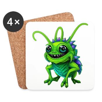 Grüne Monster-Grille - Untersetzer (4er-Set) - Weiß - Vorne