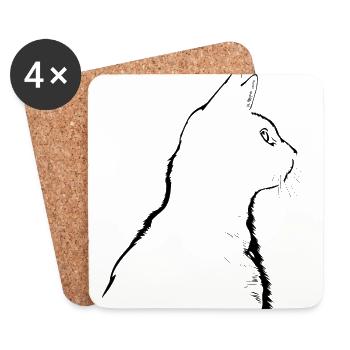 Chat, Motif De Chat - Dessous de verre (lot de 4) - blanc - Devant