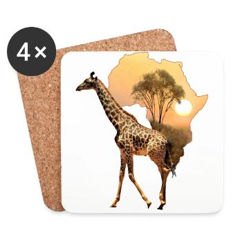 Girafe - Faune - Afrique - Dessous de verre (lot de 4) - blanc - Devant