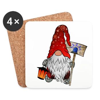 Blaulicht Wichtel Weihnachtsgnom - Untersetzer (4er-Set) - Weiß - Vorne