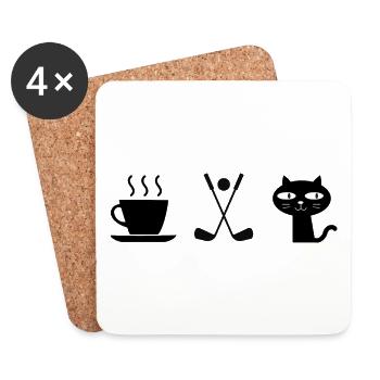 Kaffee. Katzen. Golf - Untersetzer (4er-Set) - Weiß - Vorne
