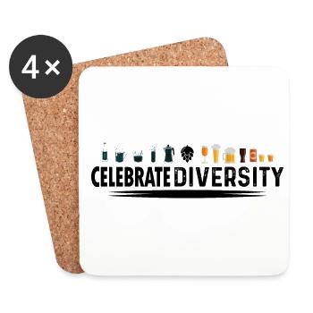 Celebrate Diversity Homebrewing Homebrew Craftbeer - Untersetzer (4er-Set) - Weiß - Vorne