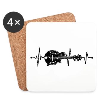 Mandolin Heartbeat Bluegrass Country Music - Coasters (set of 4) - white - Front