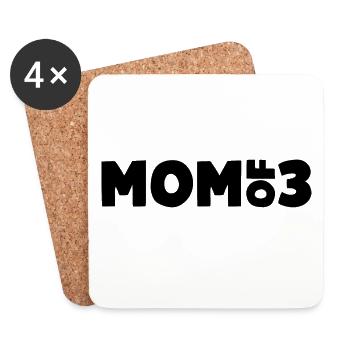 Mom of 3 - Coasters (set of 4) - white - Front