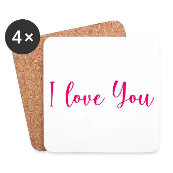 VALENTINSTAG. Junggesellinnenabschied. ICH LIEBE DICH. ICH LIEBE DICH. LIEBE - Untersetzer (4er-Set) - Weiß - Vorne