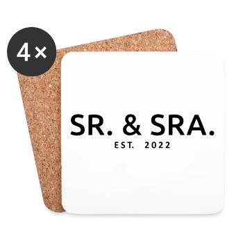 Sr. & Sra. Est. 2022 - Hochzeitsgeschenk für Männer & Frauen - Untersetzer (4er-Set) - Weiß - Vorne