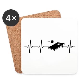 Rythme cardiaque de Cornhole - Dessous de verre (lot de 4) - blanc - Devant