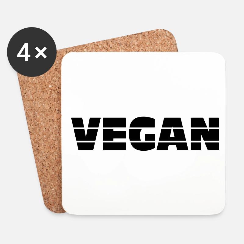 Vegan / Retro / Veganer - Untersetzer (4er-Set) - Weiß