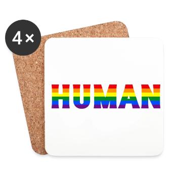 Human Gay Pride Lgbtq Rainbow Transgender Bisexual - Untersetzer (4er-Set) - Weiß - Vorne