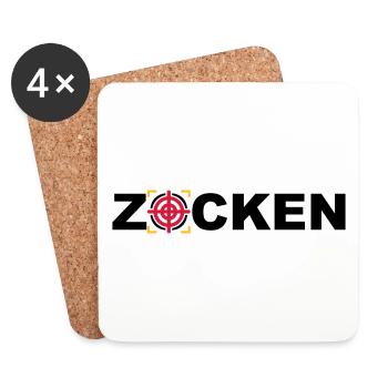 zocken online PC gaming Konsole %zocker #zocken - Untersetzer (4er-Set) - Weiß - Vorne