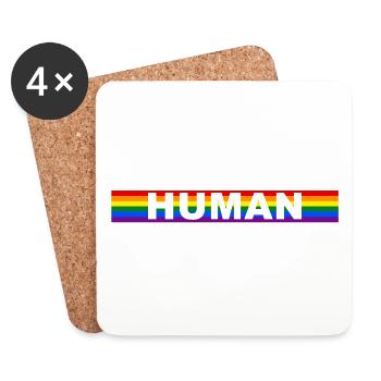 LGBT HUMAN - Untersetzer (4er-Set) - Weiß - Vorne