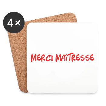 MERCI. THANKS. THANK YOU. ANNIVERSAIRE. NAISSANCE. - Dessous de verre (lot de 4) - blanc - Devant