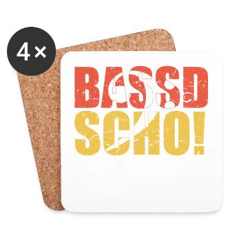 Bassist Geschenk BASSD SCHO Bassisten Geschenkidee - Untersetzer (4er-Set) - Weiß - Vorne