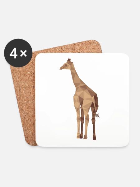 Giraffe africa wilderness savanna polygon gift - Coasters (set of 4) - white