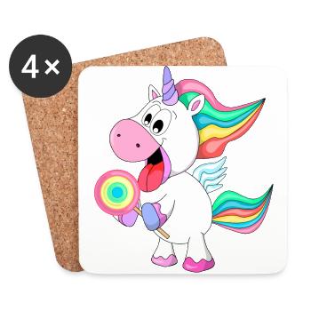 süßes Einhorn mit Lolli Geschenk für Liebenswert - Untersetzer (4er-Set) - Weiß - Vorne