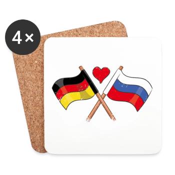 I love Russia Germany Flag Heart Flag - Coasters (set of 4) - white - Front