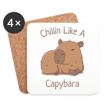 Chillin comme un Capybara - Dessous de verre (lot de 4) - blanc - Devant