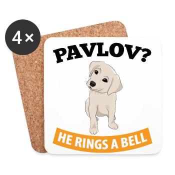 Pawlow - Er läutet eine Glocke - Lustige Psychologie - Untersetzer (4er-Set) - Weiß - Vorne