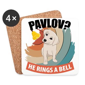 Pavlov - Er läutet eine Glocke - Funny Psychology - Untersetzer (4er-Set) - Weiß - Vorne