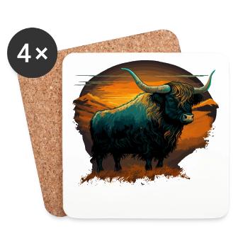 Yak de montagne - Dessous de verre (lot de 4) - blanc - Devant
