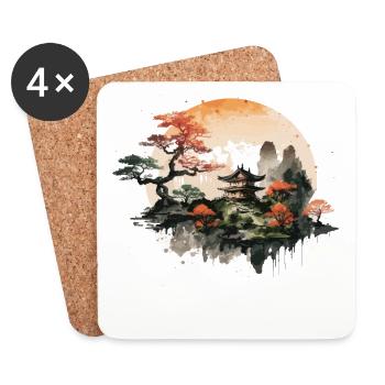 Der Yoga-Tempel - Untersetzer (4er-Set) - Weiß - Vorne
