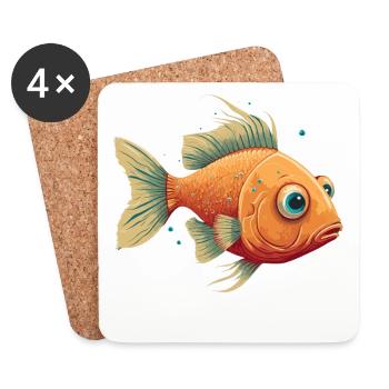 Fish with big Eyes - Coasters (set of 4) - white - Front