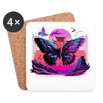 Schmetterling im Technicolor-Traum - Untersetzer (4er-Set) - Weiß - Vorne