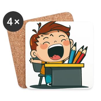Excited Schoolchild - Coasters (set of 4) - white - Front