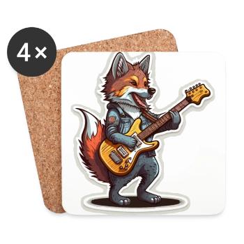 Rocker Wolf - Coasters (set of 4) - white - Front