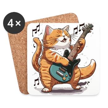Rockin Feline - Coasters (set of 4) - white - Front